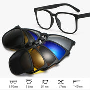 HDCRAFTER 6 In 1 Magnet Polarized Clip Glasses Frame Men TR90 Optical Myopia Clip Glasses For Men Prescription Eyeglasses Frame
