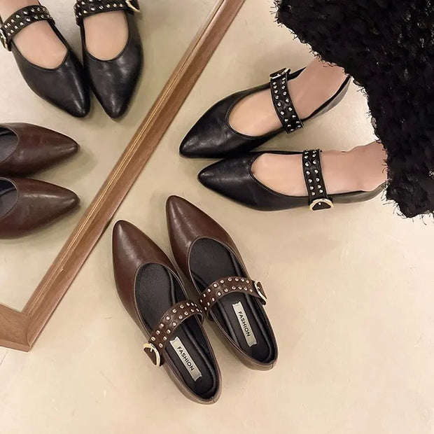 2025 New Pointed Toe Fashion Women Shoes Spring Autumn Elegant Party Daily Low Heels Pump Footwear Women Minimalist Flats Shoes