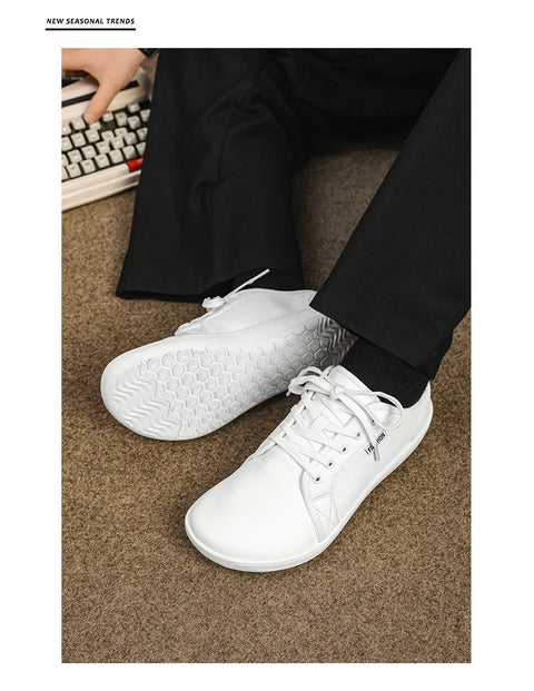 Men's Wide-toe Barefoot Shoes Lightweight Soft-soled Casual Walking Minimalist Breathable Artificial Leather Low-top Sneakers