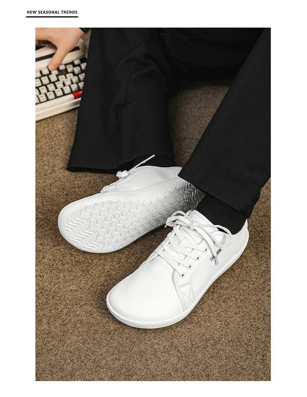 Men's Wide-toe Barefoot Shoes Lightweight Soft-soled Casual Walking Minimalist Breathable Artificial Leather Low-top Sneakers