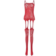 Women Sexy Crotchless Lingerie Set Lace Floral Transparent Bodystocking Erotic Bodysuit Mesh Hollow Out Underwear Teddy Bra Sets