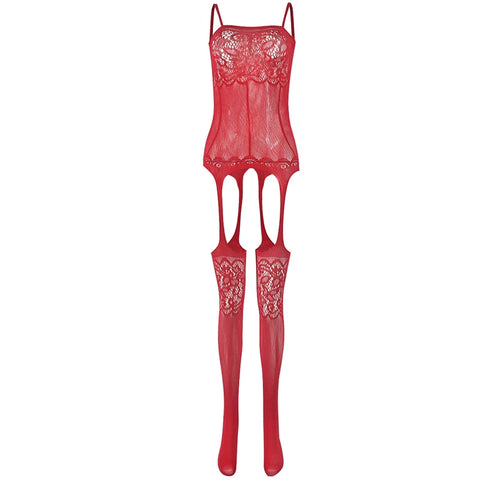 Women Sexy Crotchless Lingerie Set Lace Floral Transparent Bodystocking Erotic Bodysuit Mesh Hollow Out Underwear Teddy Bra Sets