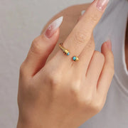 Nextvance Vintage C-shaped Twisty Ring 14K For Women Gold Plated Stainless Steel Inlay Natural Stone Metal Texture Jewelry Gifts