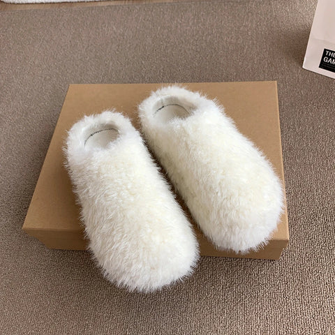 Baotou Hairy Slippers Footwear 2025 Winter Home Lightweight Women Winter Cotton Mopping
