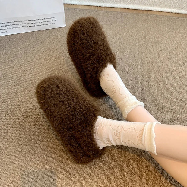 Baotou Hairy Slippers Footwear 2025 Winter Home Lightweight Women Winter Cotton Mopping