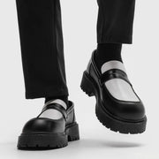 2025 Fashion New Men's Workwear Casual Big Toe Leather Shoes Niche Low Top Thick Sole Height Increasing Set Foot Men's Shoes
