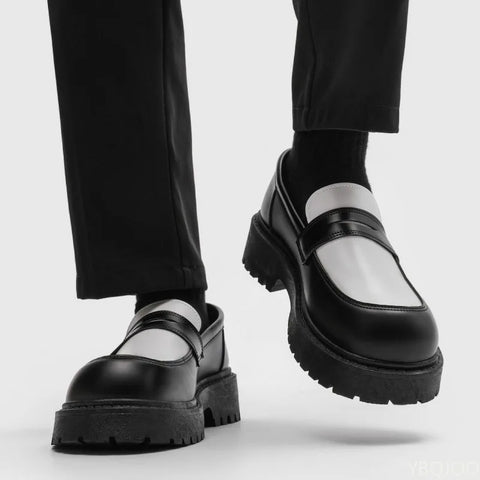 2025 Fashion New Men's Workwear Casual Big Toe Leather Shoes Niche Low Top Thick Sole Height Increasing Set Foot Men's Shoes