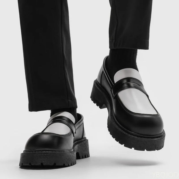 2025 Fashion New Men's Workwear Casual Big Toe Leather Shoes Niche Low Top Thick Sole Height Increasing Set Foot Men's Shoes