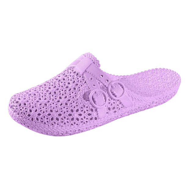 Wrapped Toe Breathable Slippers Women Summer Outer Wear Hole Shoes Home Fashion Casual Hollow Out Slip On Buckle Slipper Female