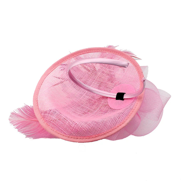 Women Ascot Fascinator Hat Feather Mesh Headband with Clip Reversible Kentucky Derby Photography for Ladies Tea Party
