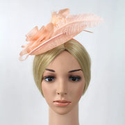 Women Ascot Fascinator Hat Feather Mesh Headband with Clip Reversible Kentucky Derby Photography for Ladies Tea Party