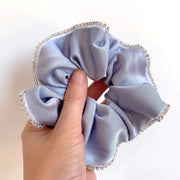 Elegant Solid Satin Scrunchies Elastic Hair Bands for Women Rhinestone Crystal Hairbands Korean Girls Head Tie Hair Accessories