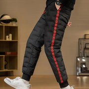 Down Padded Men's Pants Drawstring Warm Padded Sweatpants Loose Jogging Pants Thickened Warm Cotton Pants Thermal Down Trousers