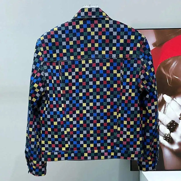 PFHQ Spring Shoulder Pad Short Men's Denim Jacket Design Versatile Turn-down Collar Contrast Color Male Tops 21E3316