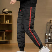 Down Padded Men's Pants Drawstring Warm Padded Sweatpants Loose Jogging Pants Thickened Warm Cotton Pants Thermal Down Trousers
