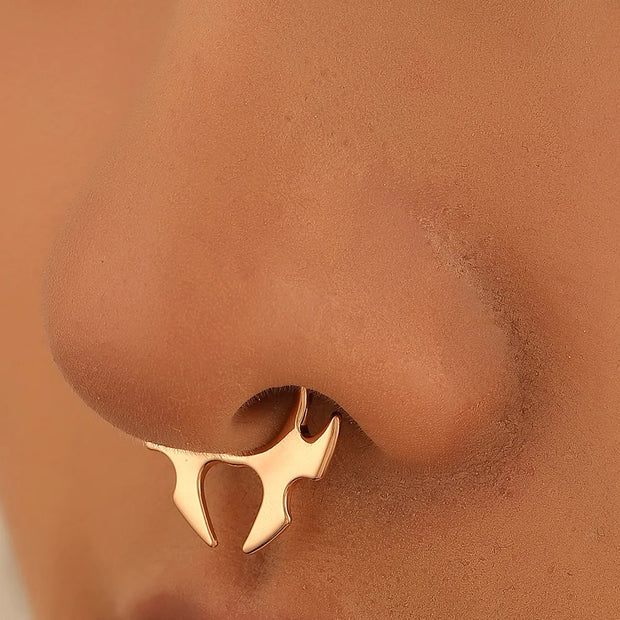 Bull Head And Horn Nose Clip Ring Men Women Fake Septum Piering Body Jewelry Fashion Non Perforation Bat Nose Rings Studs 2025