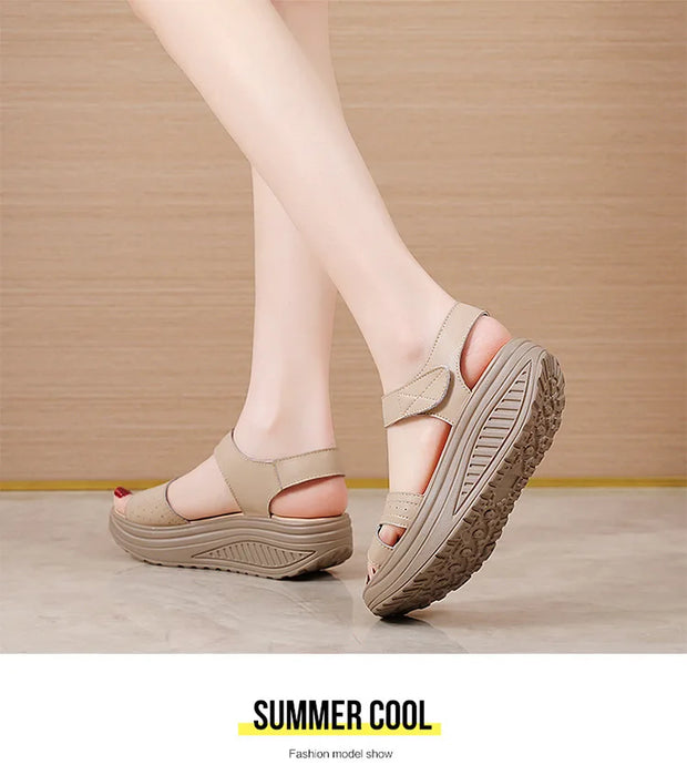 Women Sandals Wedge Heels Sandals Summer Shoes For Women Elegant Heeled Sandalias Mujer Summer Footwear Female Wedges Shoes New