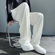 Men's Clothing Summer Casual Business Pure White Loose Fit Lightweight Draped Ice Silk Straight Wide Leg Dress Pants