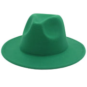 Classic Women Fedora Hats Autumn Winter Gentleman Jazz Felt Hat For Men Retro Church Lady Flat Wide Brim Dress Hat