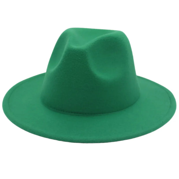 Classic Women Fedora Hats Autumn Winter Gentleman Jazz Felt Hat For Men Retro Church Lady Flat Wide Brim Dress Hat