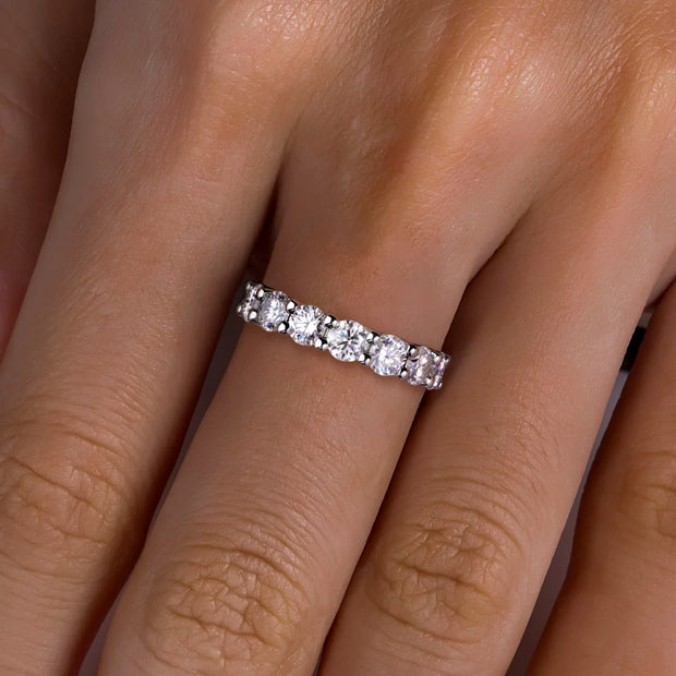 AnuJewel  4.5mm D Color Moissanites Eternity Band Ring 925 Sterling Silver Wedding Rings for Women Jewelry Gifts Wholesale