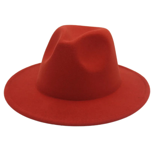 Classic Women Fedora Hats Autumn Winter Gentleman Jazz Felt Hat For Men Retro Church Lady Flat Wide Brim Dress Hat