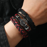 Punk Casual Bead6 Pc/set Tree Black Khaki Handmade Men Bracelets Male Women Leather Bracelets Men Bangle Wholesale Jewelry Gift