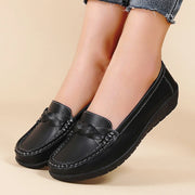 Fashion Wedge Women Flats Genuine Leather Outdoor Shoes Woman Footwear Shoes Women Moccasins Round Toe Chaussure Femme Plus Size