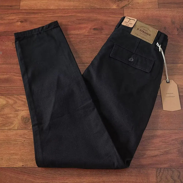 Retro Waed Pure Cotton Men's Loose Straight Leg Long Pants Heavy Du Thiened Wear Resistant Workwear Casual Trousers