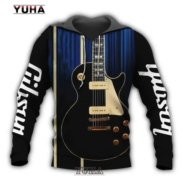 Mens 3d Guitar Printed Fashion Hoodie Daily European Size Sweatshirt Musical Moletom Female Psychedelic Clothes Wholesaler