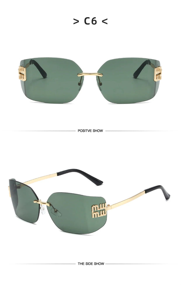Retro American Curved Lenses Women'S Sunglasses Personalized Letter Decoration Glasses Outdoor Popular Eyepieces Shades Eyewear