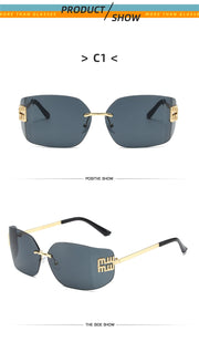 Retro American Curved Lenses Women'S Sunglasses Personalized Letter Decoration Glasses Outdoor Popular Eyepieces Shades Eyewear