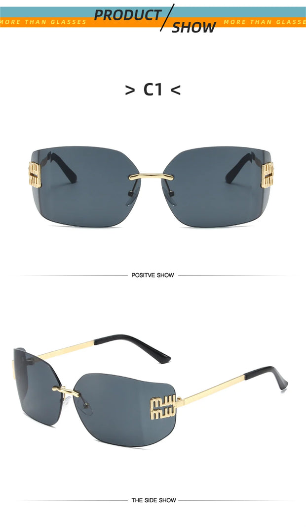 Retro American Curved Lenses Women'S Sunglasses Personalized Letter Decoration Glasses Outdoor Popular Eyepieces Shades Eyewear