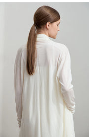 AMII Minimalist Women's Wool Cardigan 2025 Autumn New Gentle French Pearls Plume Tops Drop Sleeves Knitted Sweater 12541113