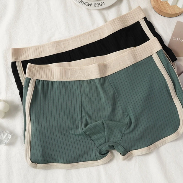 2 PCS/SET Men's Boxer Shorts Underwear  Man Underpants Sexy Panties Striped Homme U Convex Shorts Lingerie Male Boxers