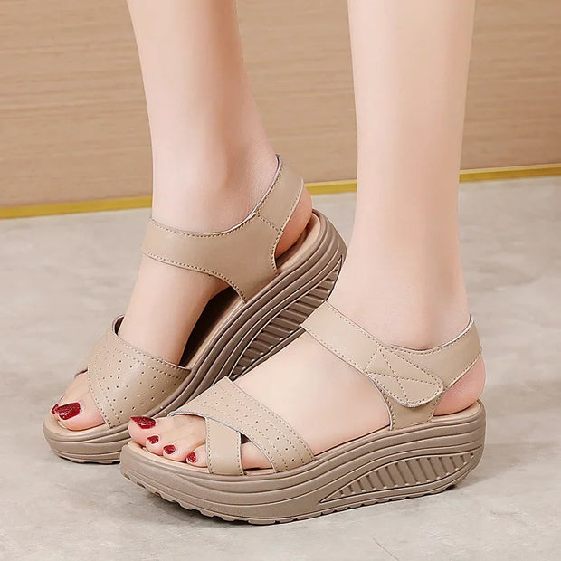 Women Sandals Wedge Heels Sandals Summer Shoes For Women Elegant Heeled Sandalias Mujer Summer Footwear Female Wedges Shoes New