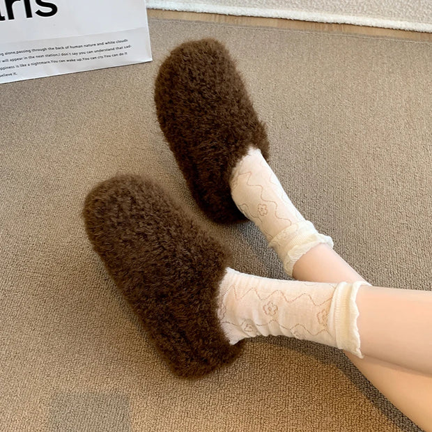 Baotou Hairy Slippers Footwear 2025 Winter Home Lightweight Women Winter Cotton Mopping