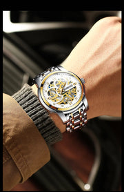 BINBOND Business New Automatic Non-Mechanical Quartz Watches 30M Waterproof Luminous Tourbillon Trendy Hollow Design Men Watches