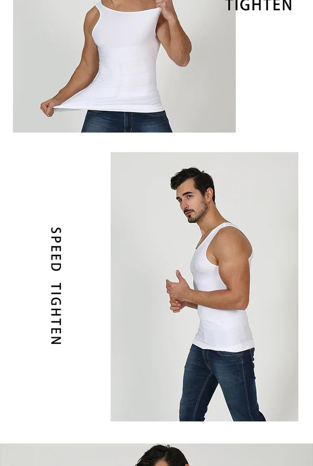 2/1Men's Compression Body Shaper Tank Top, Slimming Vest