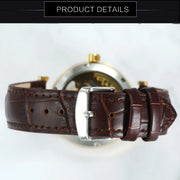 Forsining Fashion Luxury Skeleton Automatic Watch for Women Luminous Hands Elegant Gold Mechanical Ladies Watches Leather Strap