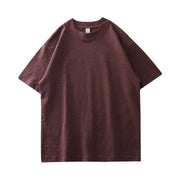DUKEEN 300G Thick Bamboo Cotton T-Shirt Men Loose Round Neck Half Sleeve Solid Color Pure Cotton Breathable Short Sleeve