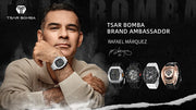 TSAR BOMBA Watch for Men Top Brand Luxury Waterproof Quartz Wristwatch Tonneau Clock Gift Chronograph Rectangle Mens Watch