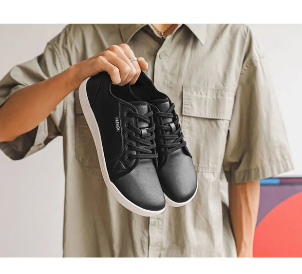 Men's Wide-toe Barefoot Shoes Lightweight Soft-soled Casual Walking Minimalist Breathable Artificial Leather Low-top Sneakers