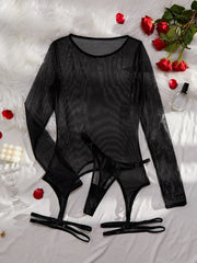 MUZISKAT High Quality 2024 Hot New Women's Leopard Mesh Sexy See-Through Body Shaping Erotic Lingerie Set Onlyfans