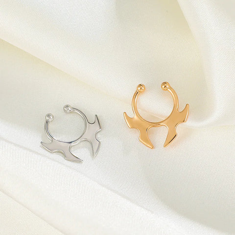 Bull Head And Horn Nose Clip Ring Men Women Fake Septum Piering Body Jewelry Fashion Non Perforation Bat Nose Rings Studs 2025