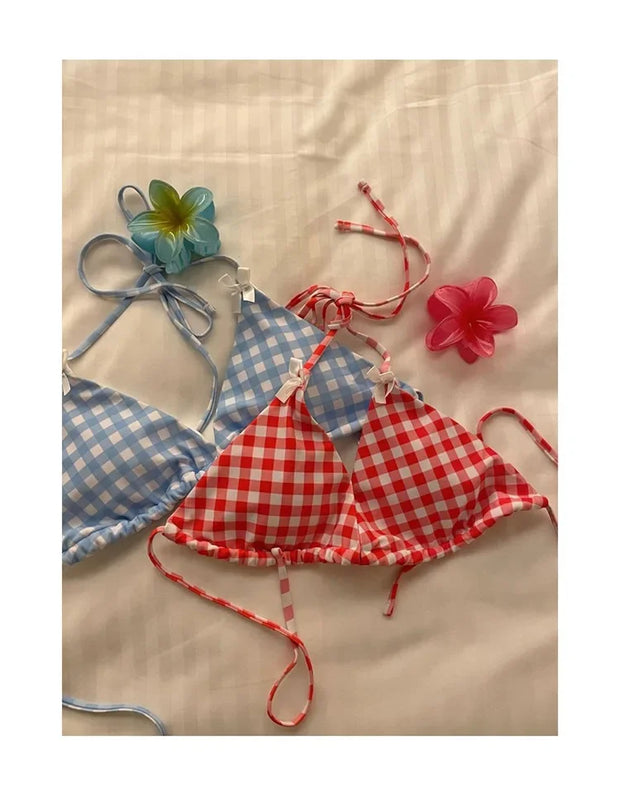 Sexy Two-Piece Bikini Swimwear Women's Korean Style Hot Spring Suit Small Chest Gathered Baseini Thermal Spa Swimsuit