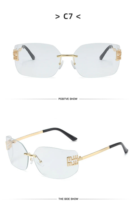 Retro American Curved Lenses Women'S Sunglasses Personalized Letter Decoration Glasses Outdoor Popular Eyepieces Shades Eyewear