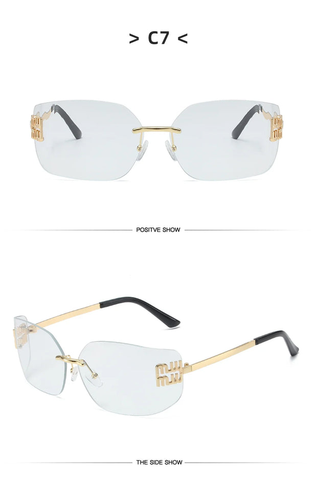 Retro American Curved Lenses Women'S Sunglasses Personalized Letter Decoration Glasses Outdoor Popular Eyepieces Shades Eyewear
