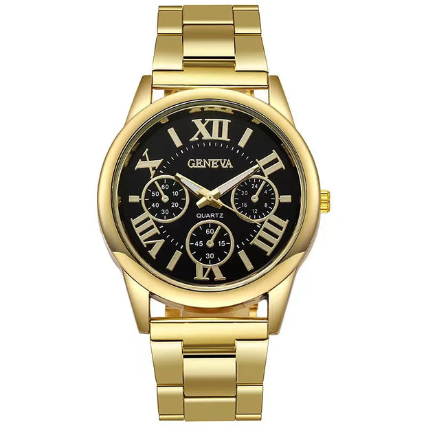 Classic Casual Quartz Watch Men Stainless Steel Dress Wristwatch 3 Eyes Gold Quartz Wristwatches Ladies Clock Часы Женские