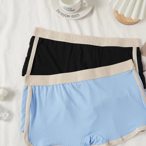 2 PCS/SET Men's Boxer Shorts Underwear  Man Underpants Sexy Panties Striped Homme U Convex Shorts Lingerie Male Boxers